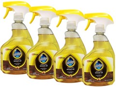 4 Pack Pledge Wood Oil Expert Care Spray Moisturizes with Orange Scent 16 oz