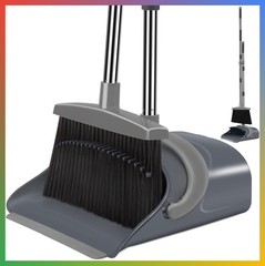 Long Handle Broom Dustpan Set Sweeper Adjustable 38-50 Inch Indoor Outdoor