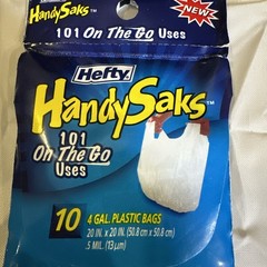 Pkg Of 10 Hefty Handy Saks 4 Gallon Plastic Bags On The Go Vintage 2003 New