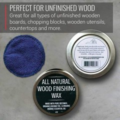 Wood Wax – Applicator included – made with Coconut Oil and Beeswax – Food Grade