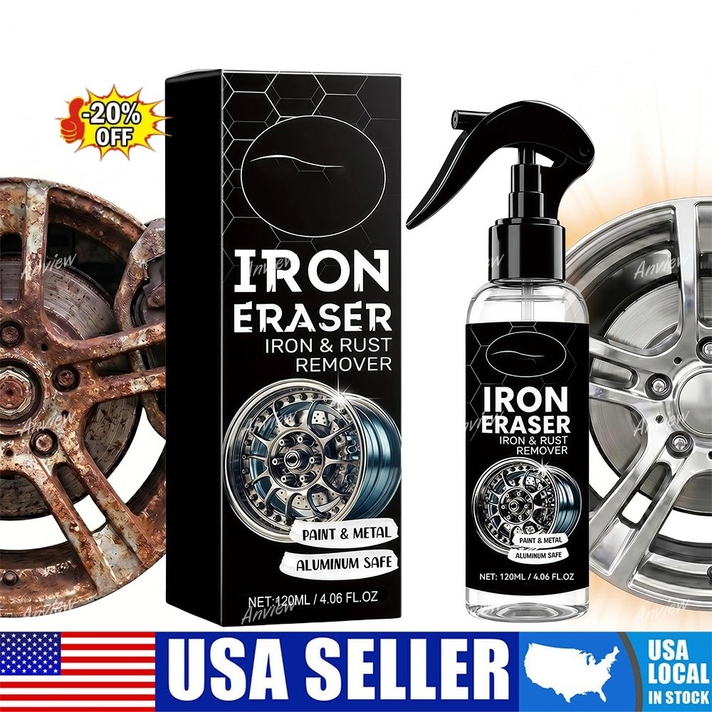 Iron Eraser Rust Remover Spray, Car Wheel Paint Brake Dust Fast Cleaner 120ML US