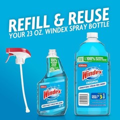 Windex Blue Glass Cleaner Refill – 100% Recycled, 67.6 Fl Oz (2 Pack)