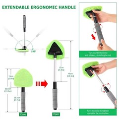 Car Windshield Cleaning Tool Extendable Window Glass Cleaner Wiper Kit ✅