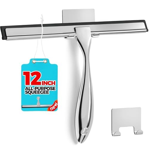 12 Inch All Purpose Shower Squeegee for Doors Tile Walls Bathroom Window Glass