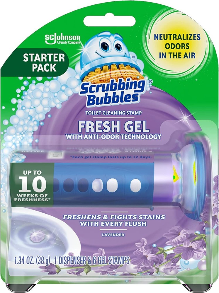 Scrubbing Bubbles Fresh Gel Toilet Bowl Cleaning Stamps, Gel lavender 6/1.34 oz