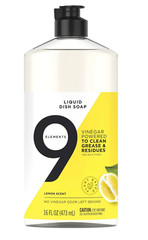 9 Elements Liquid Dish Soap, Lemon Scent, 16 Ounces
