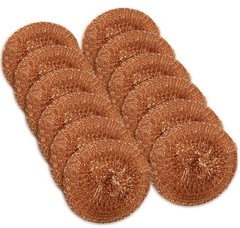 12 Pack Copper Coated Scourers by â€“ Scrubber Pad Used for Dishes, Pots, Pans