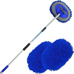 62″ Car Wash Brush Mop Kit with Long Handle, 2 in 1 Chenille Microfiber Spong…
