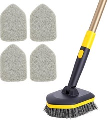 Tub Tile Scrubber Brush 2 in 1 Cleaning Brush 4*Scouring Pads 58.2 Inch Adjus…