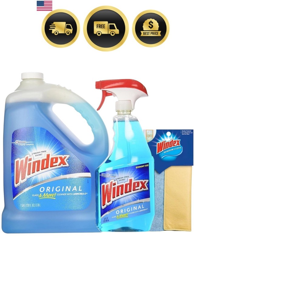 Glass Cleaner, 1 32oz spray bottle + 128oz Refill