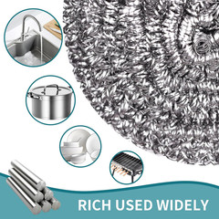Stainless Steel Scourer Heavy Duty Scrubber Pads Steel Wool Pack of 6,40g