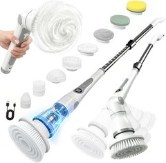 Electric Spin Scrubber, Cordless Shower Scrubber with 8 Replaceable Brush Hea…