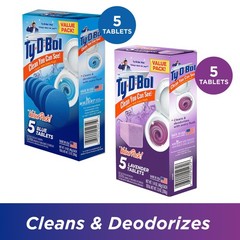 TyDBol BleachFree Toilet Bowl Cleaner Tablets, Lavender & Blue, 10 Pack