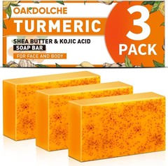 3 Pack Turmeric Kojic Acid Soap Bars – Infused with Retinol, Hydrolyzed