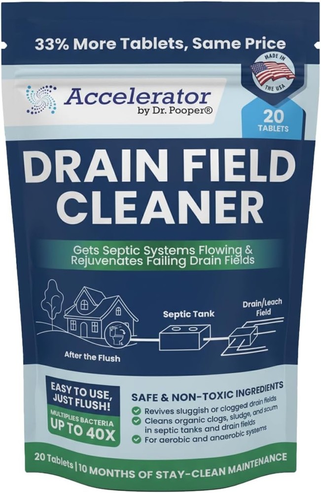 Drain Field Cleaner Tablets 20 Count Septic Tank Treatment Clogs Odor Sludge 10M