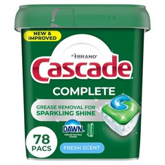 Cascade Complete Dishwasher Pods – Fresh Scent 78 Count (Pack of 1), White