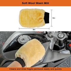 Motorcycle Cleaning Kit 6 Pack with Easy Reach Brush,Wool Wash Mitt,Detailing Br