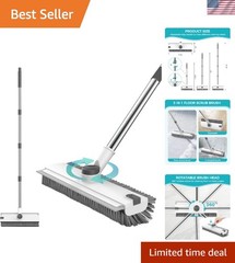 Floor Scrub Brush with 54in Adjustable Long Handle, Grey&White | 3 in 1 Floor…