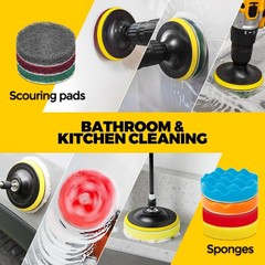 Holikme 22Pack Drill Brush Attachments Set,Scrub Pads & 22pack, Yellow