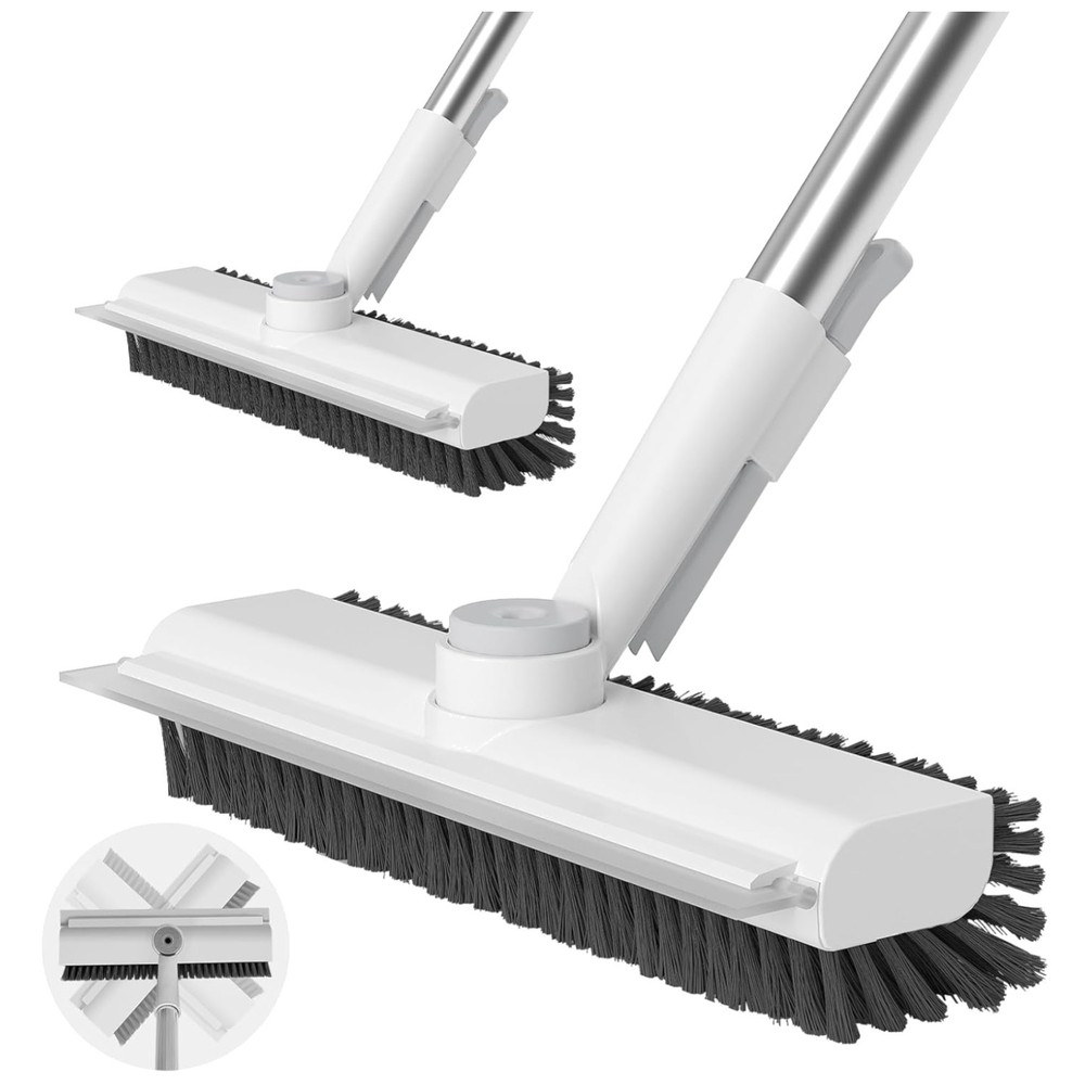 Dual-Sided Floor Scrub Brush with Stainless Steel Handle