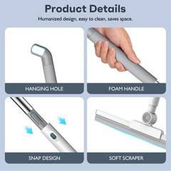 52in Adjustable Floor Squeegee with 180° Rotating Head Long Handle for Tiles