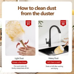 Lambswool Duster for Cleaning with Solid Wooden Handle Leather Hang Strap 14….
