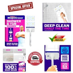 Magic Eraser Shower & Tub Scrubber, Bathroom Cleaner, All in One Bathroom Cleane