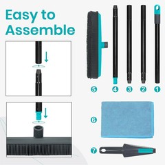 Pet Hair Removal Rubber Broom with Squeegee,Carpet rake for pet Hair Removal …