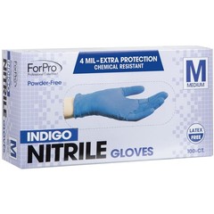 ForPro Disposable Nitrile Gloves, Chemical Medium (Pack of 100), Indigo
