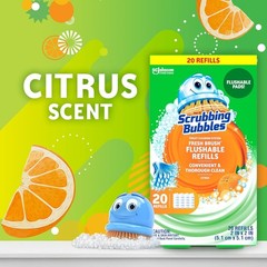 20 Count Citrus Scented Flushable Toilet Cleaner Pads, Powerful Odor Removal
