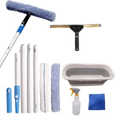 Window Cleaning Kit with Storage Bucket,Window Washing Kit with 4.13Ft Extens…