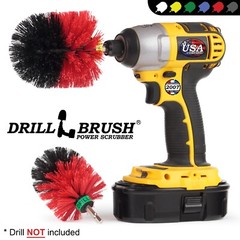 Drill Brush Cordless Drill Powered 2-Piece Indoor / Outdoor Stiff Scrub Brushes