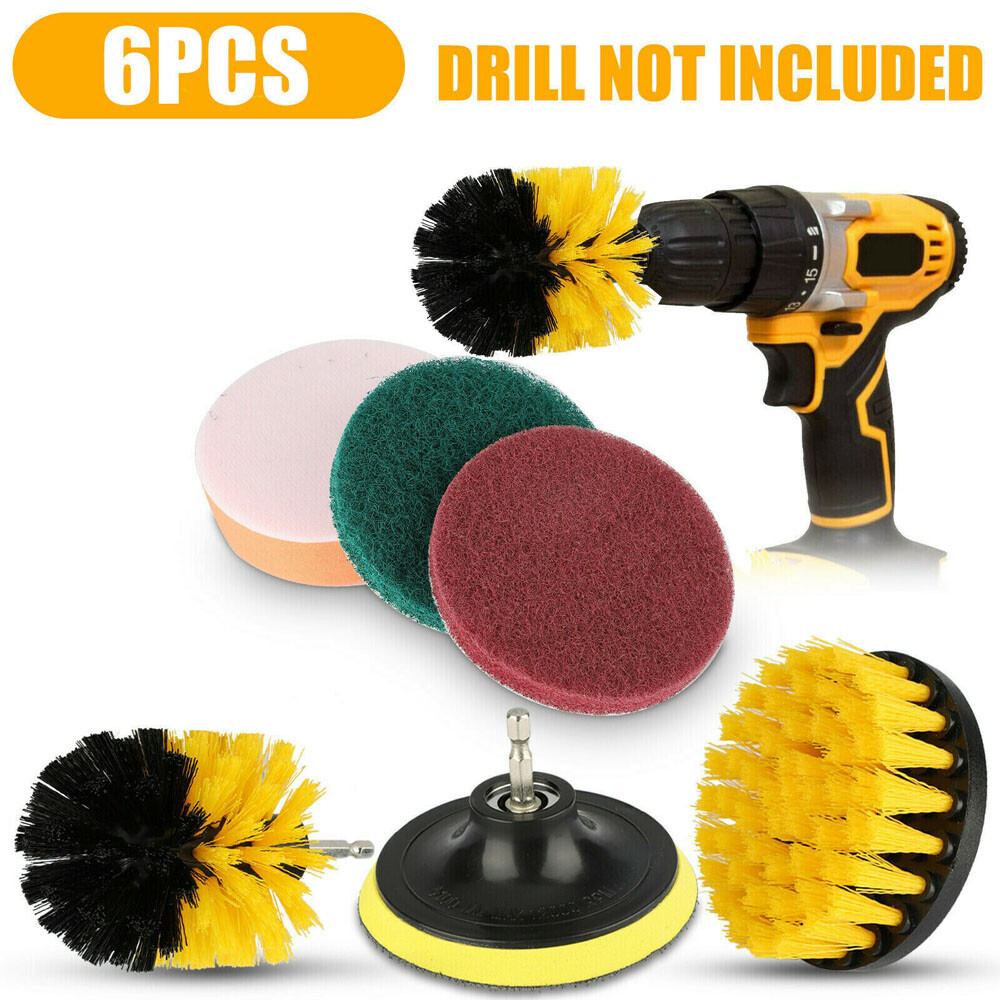 6pcs Drill Brush Power Scrubber Attachments Carpet Tile Grout Clean Any Surface