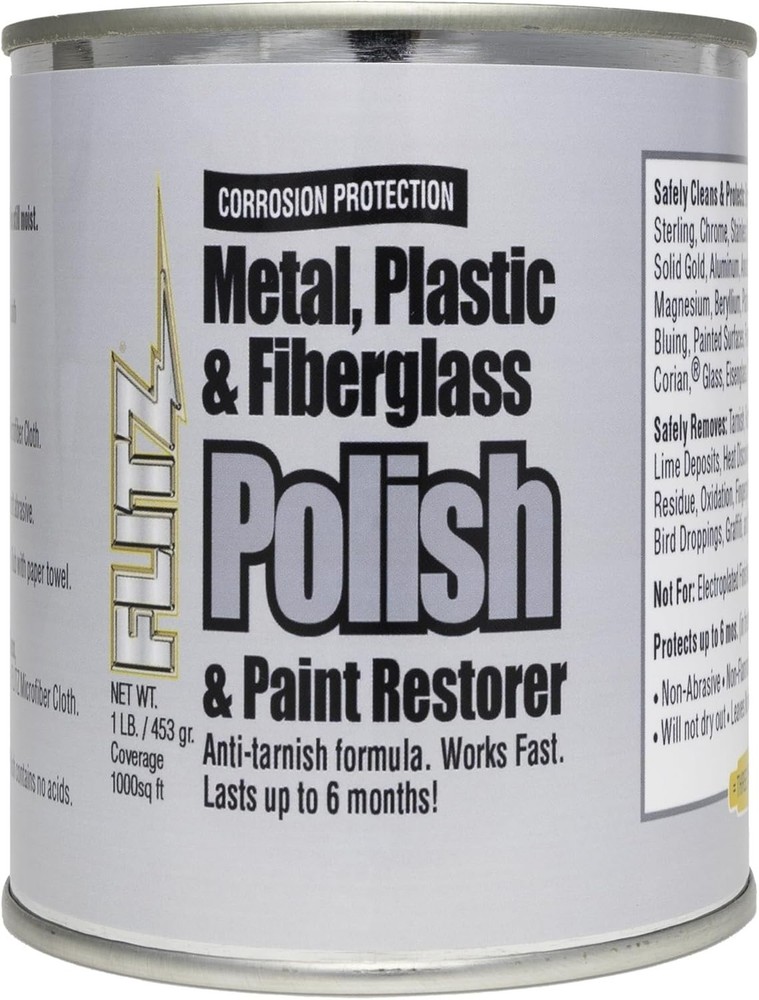 Flitz Metal Polish Paste – 1lb Can of USA-Made Polish for Solid Chrome, Stain…