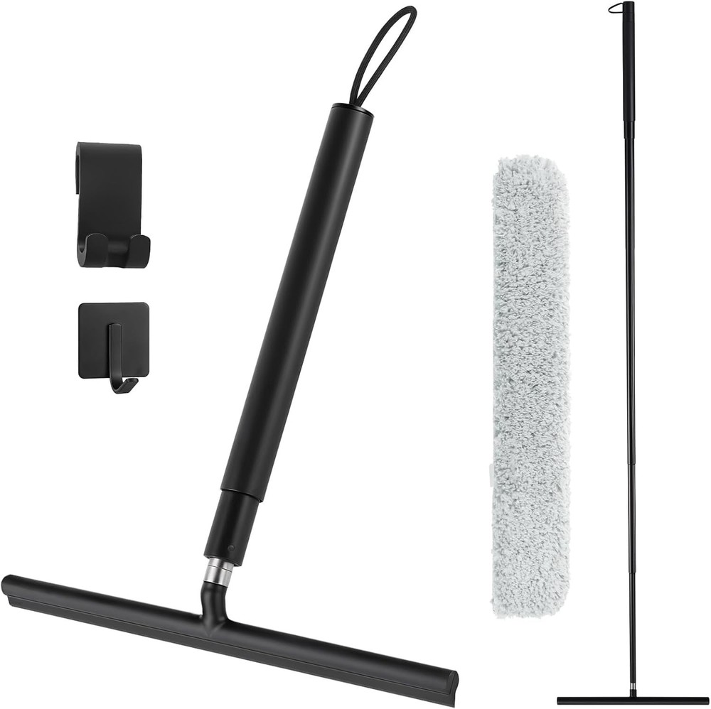 Shower Squeegee with Long Handle, 57″ Telescopic Window Squeegee for Shower G.