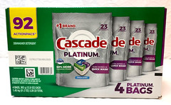 CASCADE Platinum ActionPacs ~ Dishwasher Detergent Pods ~ Fresh Scent (92 ct.)