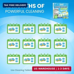 Dishwasher Cleaner Tablets & Deodorizer – 24 Pack (12 Month Supply) Deep Cleanin