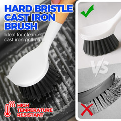 3 Pack Dish Brush Set Bamboo Handle Kitchen Scrubbers Yellow White Black (70