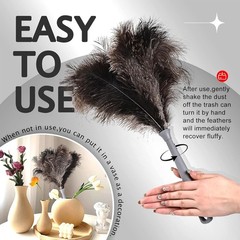 Plumero de plumas de avestruz para limpieza de teclado, hogar, coche, oficina
