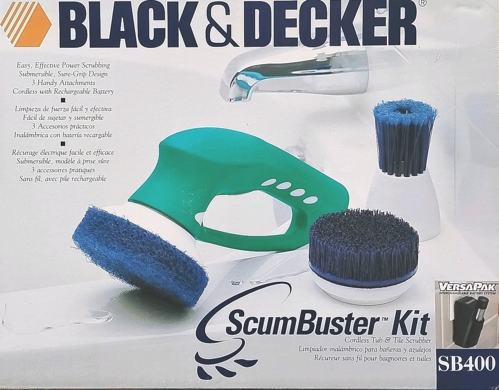 Black and Decker Scum Buster Kit SB400 Cordless Tub Tile Scrubber Sealed New