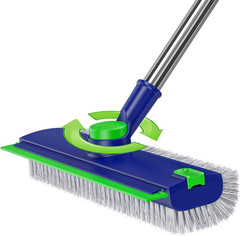 3 in 1 Floor Scrub Brush with Long Handle & Squeegee | Heavy-Duty, Adjustable, 3