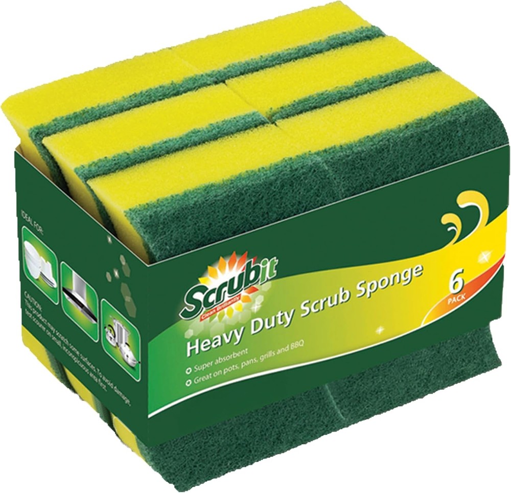 6 Pack) Heavy Duty Scrub Sponges by – Kitchen Dish, Sink and Bathroom Cleaning