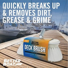 Stiff Boat Deck Brush, Heavy-Duty Marine Brush Head, 8″ Firm Bristle with Bumper