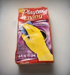 Vintage Playtex Living Gloves Flex Fit Comfort Cleaning Gloves Large Yellow Dish