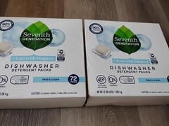2 Pack Seventh Generation Free Clear Dishwasher Detergent Packs 72 Count Spark