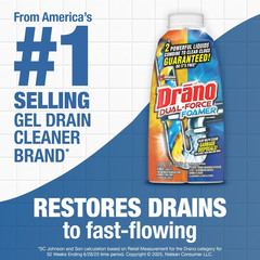 Drano Dual Force Foamer Clog Remover Cleaner Shower Sink Drains 17oz[1][2][3]