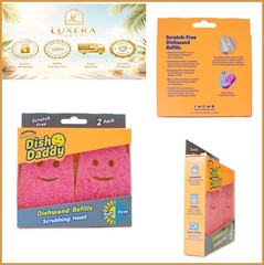Replacement Dish Wand Scrubber Heads Soap Dispensing Sponge Refills Pink 2 Pack