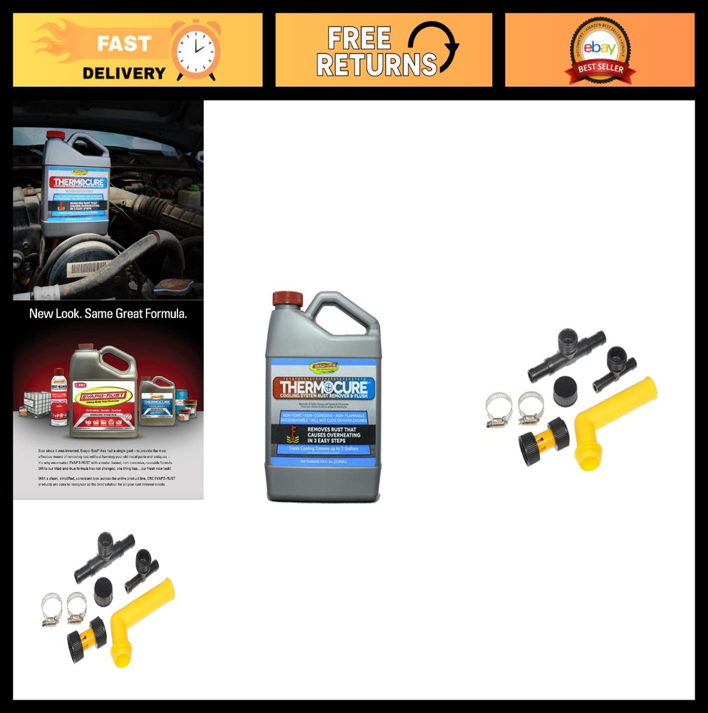 Universal Coolant System Rust Remover & Service Kit, 32 Oz – Removes Rust & Scal