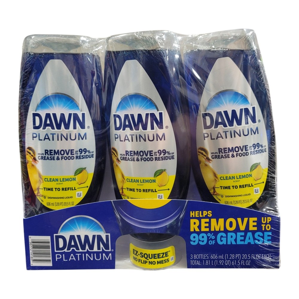 Dawn Platinum EZ- Squeeze Liquid Dish Soap, Lemon, 3 ct., 61.5 fl. oz.