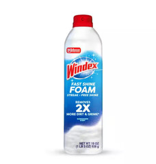Windex 19 oz. Glass Cleaner Fast Shine Foam, Rainshower Scent Streak-Free Shine